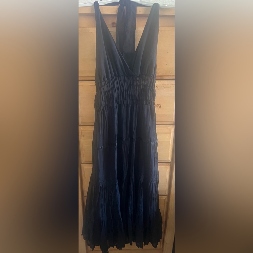 FIRE LOS ANGELES - NWOT:  Black Tiered Lace Halter top Pheasant Dress -Size M